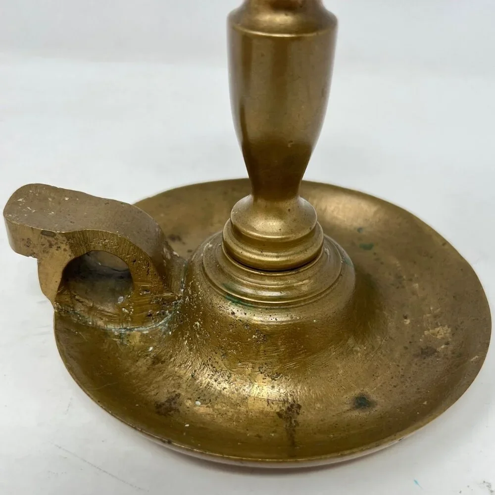 Vintage Brass Chamber Candlesticks Candle Holder Pair 6.5” Rustic Heavy Handmade